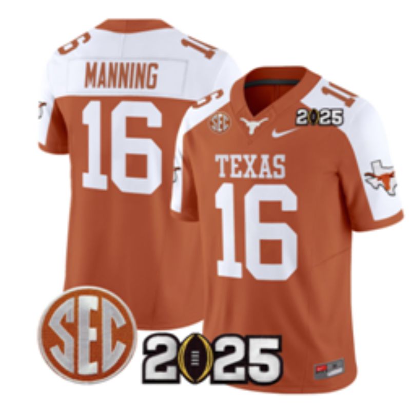 Men 2025 Texas Longhorns #16 Manning Orange Nike NCAA Jersey style 02->nfl hats->Sports Caps